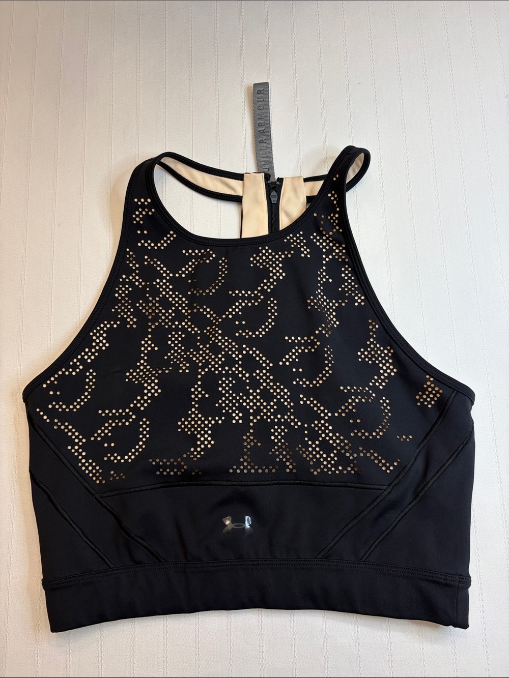Under Armour Black High-Neck Laser-Cut Performance Sports Bra